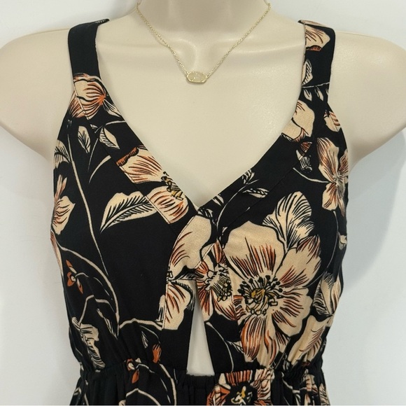 Saltwater Luxe Floral Jumpsuit Cropped Wide Leg Black Small Boho Hippie Beachy - Picture 7 of 12